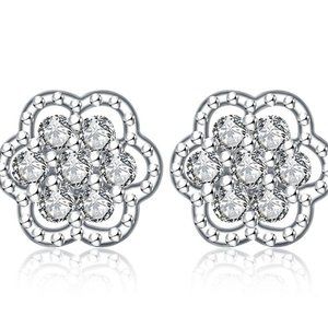 FLOWER WHITE CUBIC ZIRCONIA EARRINGS